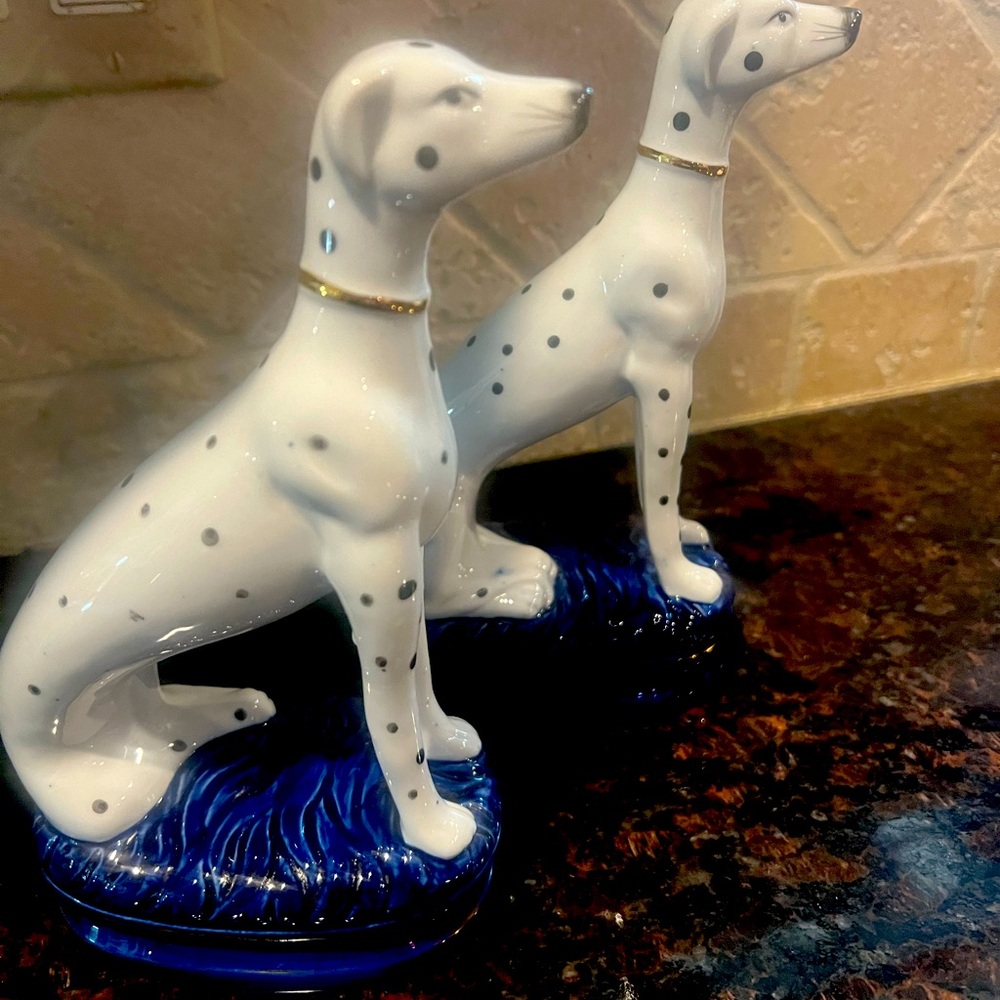 Vintage Fitz & Floyd Staffordshire Style Dalmatian Dog Bookends-a pair